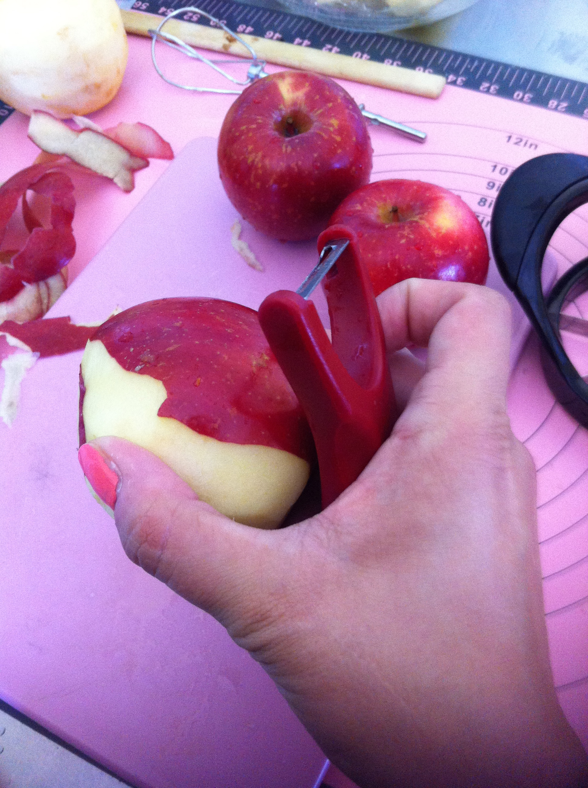 Peeling apples...