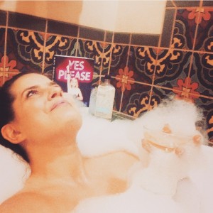 Luxuriating in my spa tub at The Oaks at Ojai