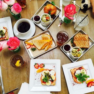 Chicken salad on croissant, truna salad, grilled cheese and pasta salad at Society Bakery - delicious!