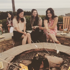 With new friends, s'moresing it up around the fire pit at the VIP reception